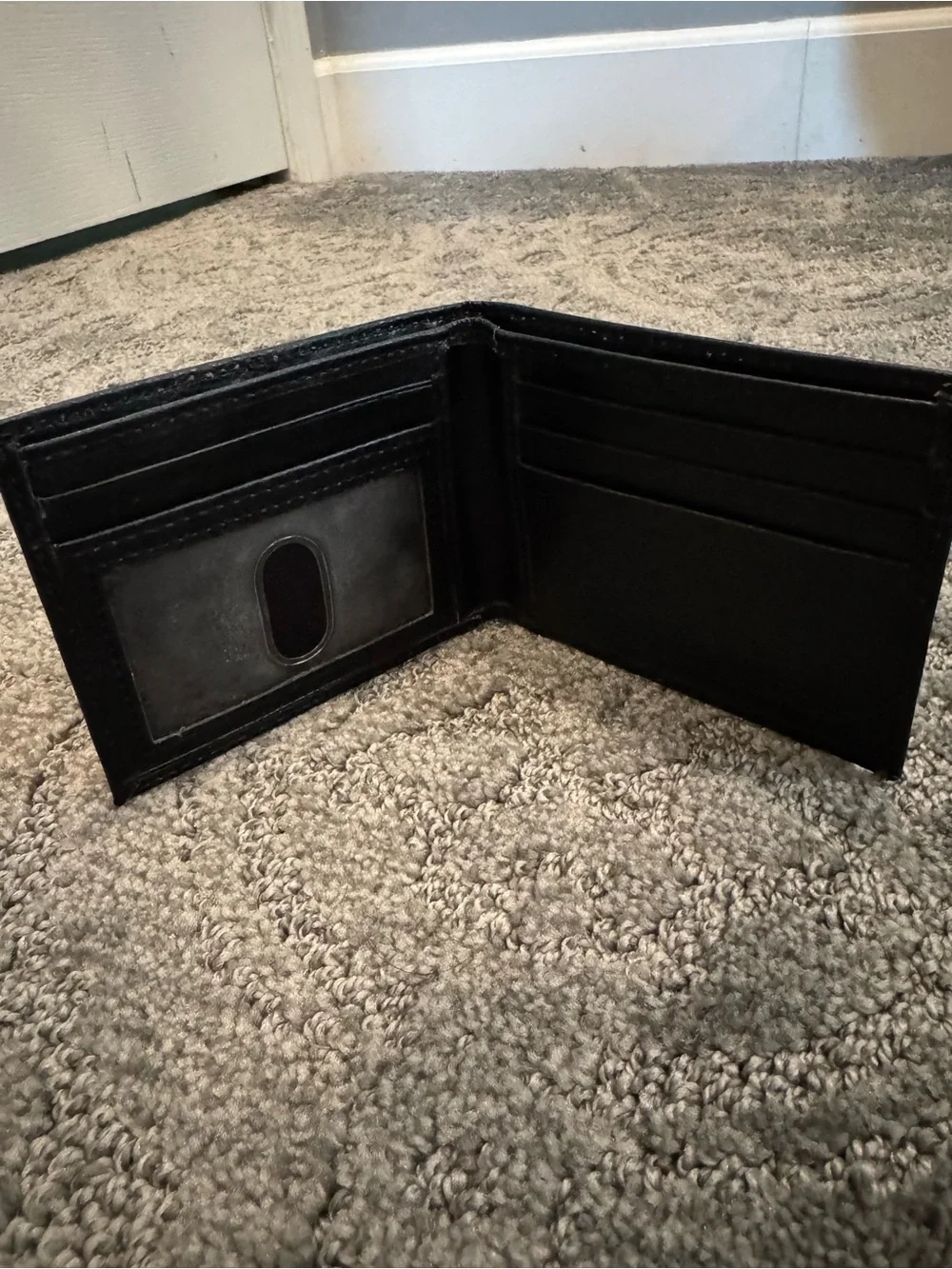 Dickies Black Leather Bi-Fold Wallet with Logo Patch